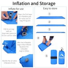 Inflatable medical cushion for ergonomic support, portable and easy to store, ideal for use at home or in clinics, with step-by-step instructions for inflation and storage, perfect for healthcare settings.