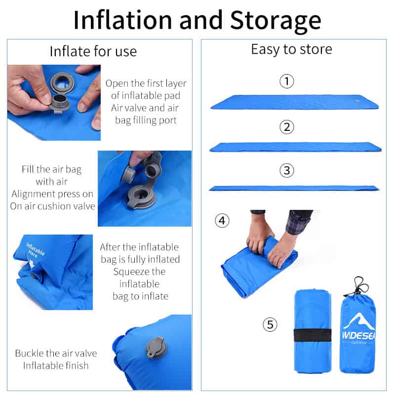 Inflatable medical cushion for ergonomic support, portable and easy to store, ideal for use at home or in clinics, with step-by-step instructions for inflation and storage, perfect for healthcare settings.