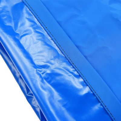 Blue inflatable mattress with durable leak-proof material and stitched seams for comfortable sleep and outdoor camping trips.