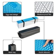 Egg nest design sleep mattress with moisture-proof film and quick rebound features for enhanced comfort and support. Includes mesh bag for convenient storage and transportation.