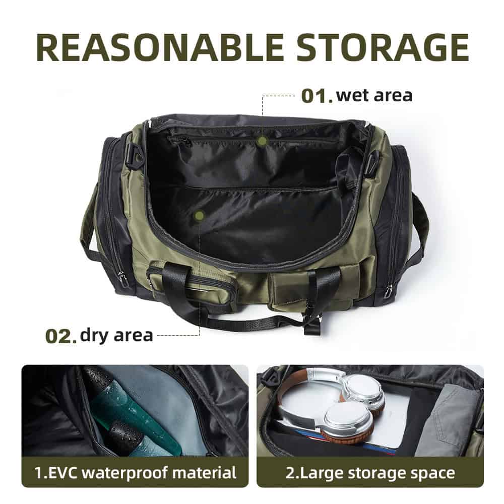 Waterproof duffel bag with multiple storage compartments for travel and sports gear - Monalisa Store.