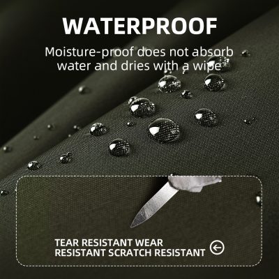 Waterproof fabric with water-resistant properties for durable, tear-resistant, and scratch-resistant clothing or accessories. Moisture-proof material dries quickly and withstands water exposure, ideal for outdoor and active wear.
