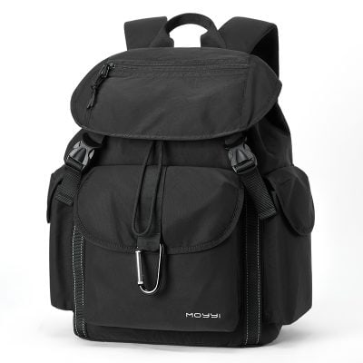Versatile black backpack with multiple compartments, ideal for travel, work, and daily use, featuring durable material and secure closure for carrying essentials comfortably.