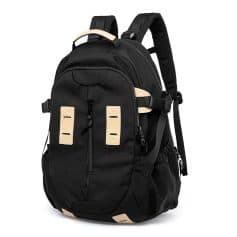 Black and beige school backpack with multiple compartments, ideal for students and travelers. Durable, spacious, and stylish design perfect for everyday use.