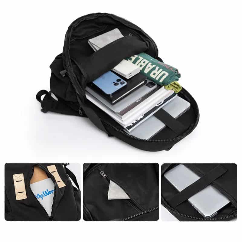 Comfortable black backpack for tech gadgets, including compartments for laptops, tablets, and accessories, ideal for students and professionals.