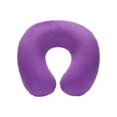 Plush purple travel neck pillow for comfort and support during flights or long trips. Ergonomic U-shape design offers relaxation for travelers.