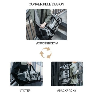 Lightweight, convertible sports gym bag with bold