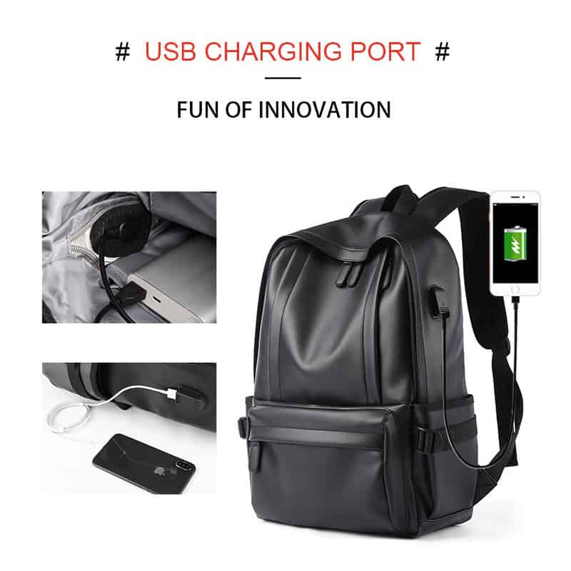 Rechargeable USB-powered backpack with built-in charging port, ideal for travelers, students, and professionals needing portable power on the go. Stylish, functional, and convenient for daily use.