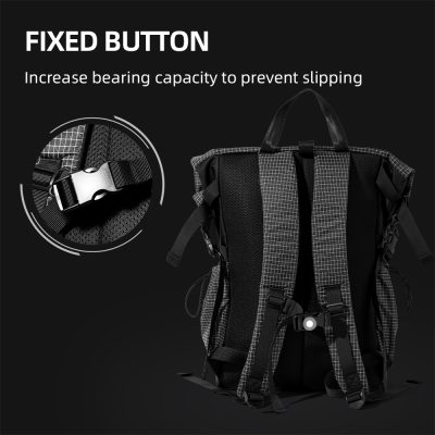 Durable backpack with fixed button for improved load capacity and anti-slip features, ideal for travel, daily use, and outdoor activities. Perfect for carrying laptops, gadgets, and personal items safely.