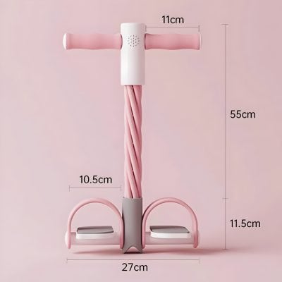 Silent pink bicycle pedal exerciser for physical therapy and low-impact workouts, featuring adjustable handlebar, footrests, and compact design for home fitness.