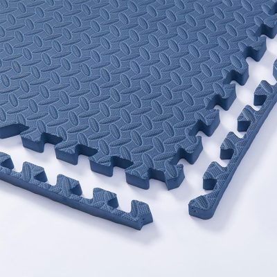 Soft blue interlocking foam puzzle mat with textured surface, ideal for dental clinics and medical settings for patient comfort and safety.
