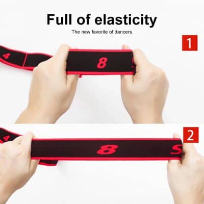 Elastic resistance band for fitness and physical therapy, featuring bold red numbers on black material for adjustable exercise intensity. Ideal for strength training, stretching, and rehabilitation routines.