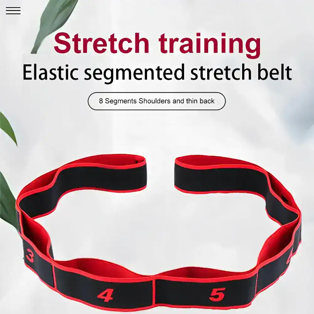 Adjustable elastic split stretch belt for physical therapy and fitness training, featuring 8 segments for shoulder support and back flexibility. Perfect for workout routines and rehabilitation.