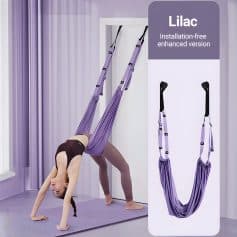 Comfortable purple aerial yoga hammock for enhanced flexibility and relaxation, easy to install and perfect for yoga studios and wellness centers.