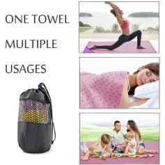 Towel multipurpose uses for yoga, sleep, and travel with a portable drawstring bag, ideal for active lifestyles.