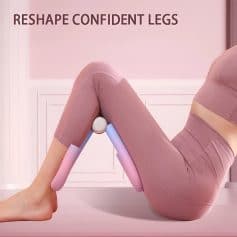Sculpting leg massager for cellulite reduction and improved confidence, featuring adjustable compression and massage rollers for a relaxing skincare treatment.