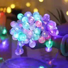 Colorful LED glass ball string lights, decorative lighting for home and parties, energy-efficient and vibrant, perfect for creating a festive ambiance.