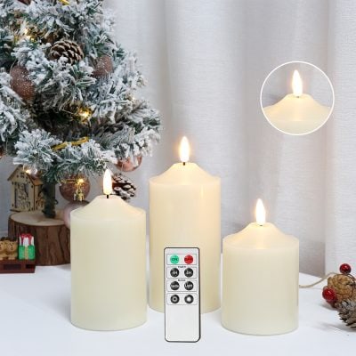 Remote-controlled flameless LED candles for holiday decor, Christmas decorations, and festive lighting at Monalisa Store.