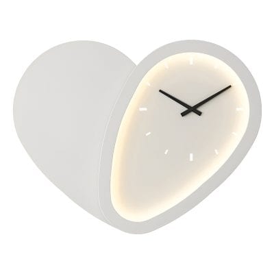 Modern heart-shaped wall clock with minimalist design and LED backlight, perfect for stylish home decor and creating a cozy ambiance.