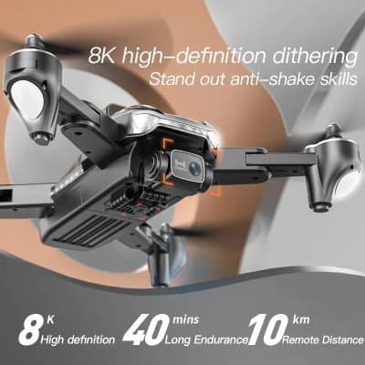 8K high-definition image stabilization drone for professional photography and videography. Perfect for long endurance flights with 40-minute battery life and 10 km remote control range.