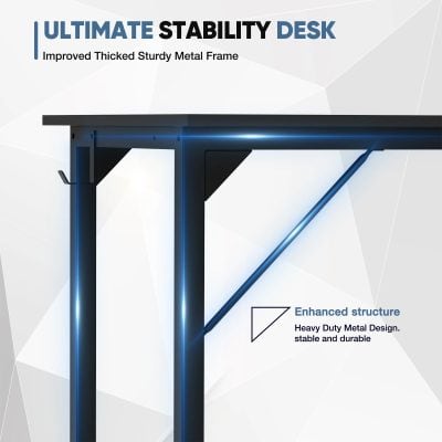 Sturdy metal stability desk with thick metal frame, designed for durability and stability, ideal for an optical or medical store setting.