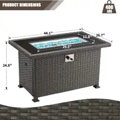 Luxurious outdoor spa tub with wicker style siding and built-in heating, perfect for relaxation, measuring 44.1