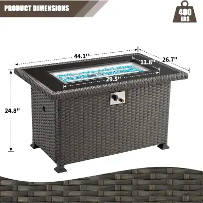 Luxurious outdoor spa tub with wicker style siding and built-in heating, perfect for relaxation, measuring 44.1
