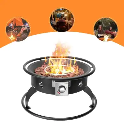 Portable outdoor tabletop fire pit for camping, backyard, and patio gatherings with adjustable heat control, stylish design, and safety features for cozy evenings.