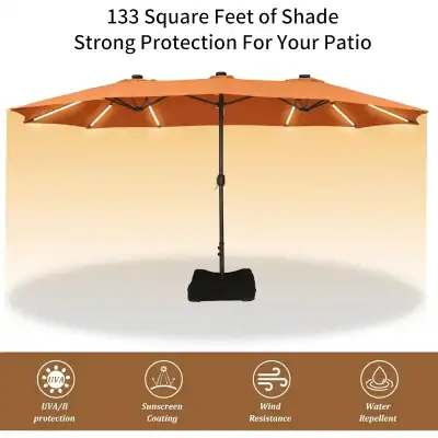 UVA/UVB protection outdoor patio umbrella with 133 square feet of shade, wind-resistant and water-repellent, ideal for sun protection and outdoor leisure spaces.