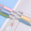 Silky pastel-colored pens on white and blue paper, stationery supplies for creative writing or note-taking, aesthetic office accessories, Monalisa Medical store.