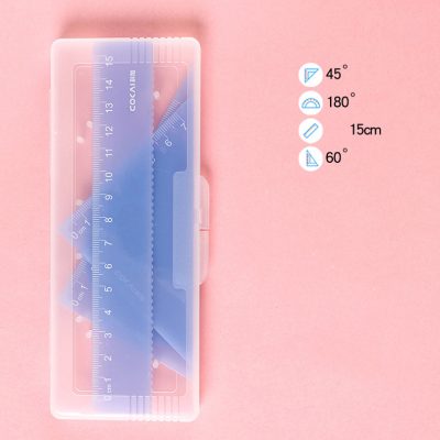 Precise transparent plastic ruler with 15cm length, geometric measurement markings for optical and medical use, ideal for accurate visual assessments and measurements.