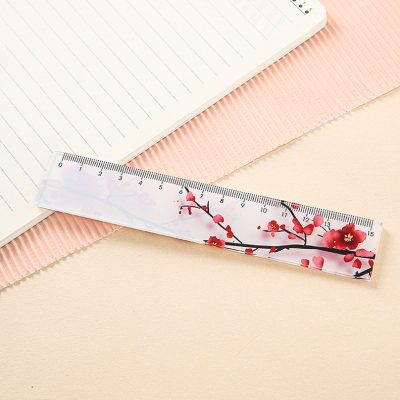 Pink floral transparent ruler for beauty and fashion, Monalisa Store opt, professional skincare and cosmetic accessories, elegant design, ideal for precise measurements, enhances your beauty routine.