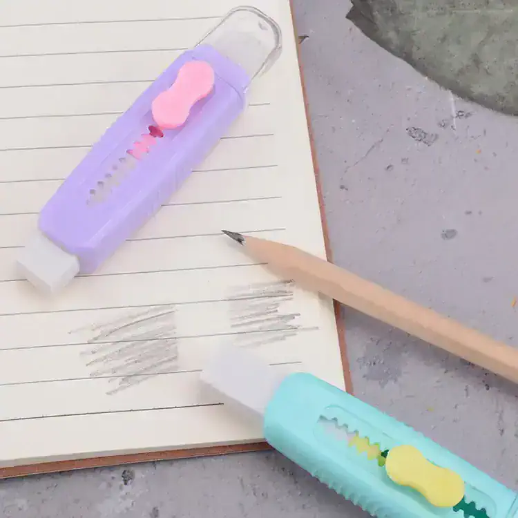 Chalk pastel highlighters with eraser tops on notebook pages, colorful and creative stationery for students and professionals at Monalisa Store.