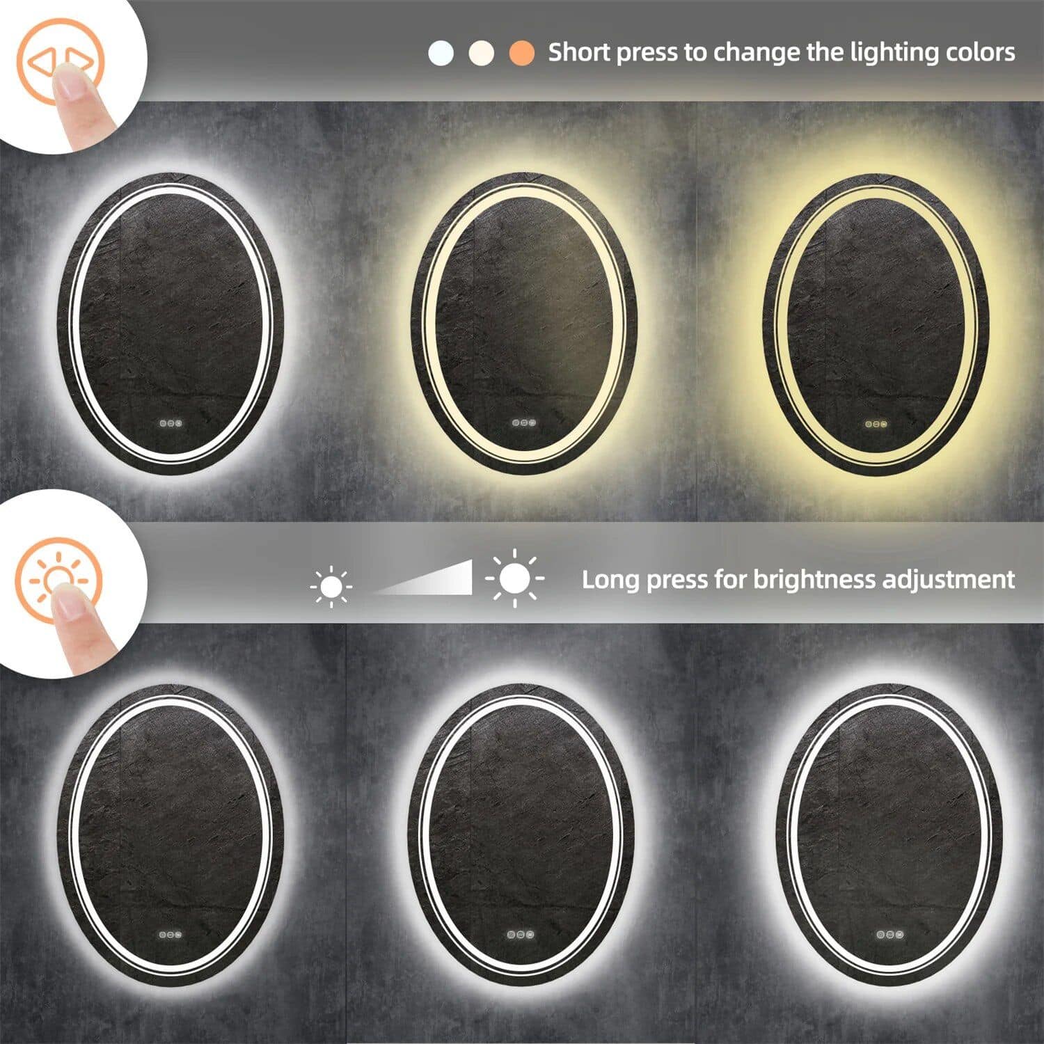 Modern Oval LED Bathroom Mirror with Dimmable Light and Demist Feature - Image 7