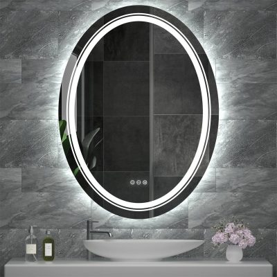 Alternative view of Modern Oval LED Bathroom Mirror with Dimmable Light and Demist Feature