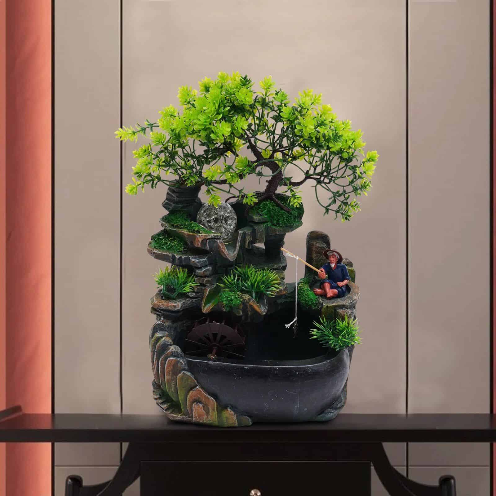 Resin Tabletop Fountain with LED Lights - Image 3