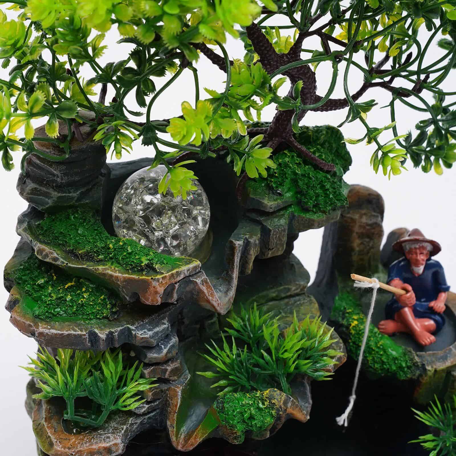 Resin Tabletop Fountain with LED Lights - Image 7