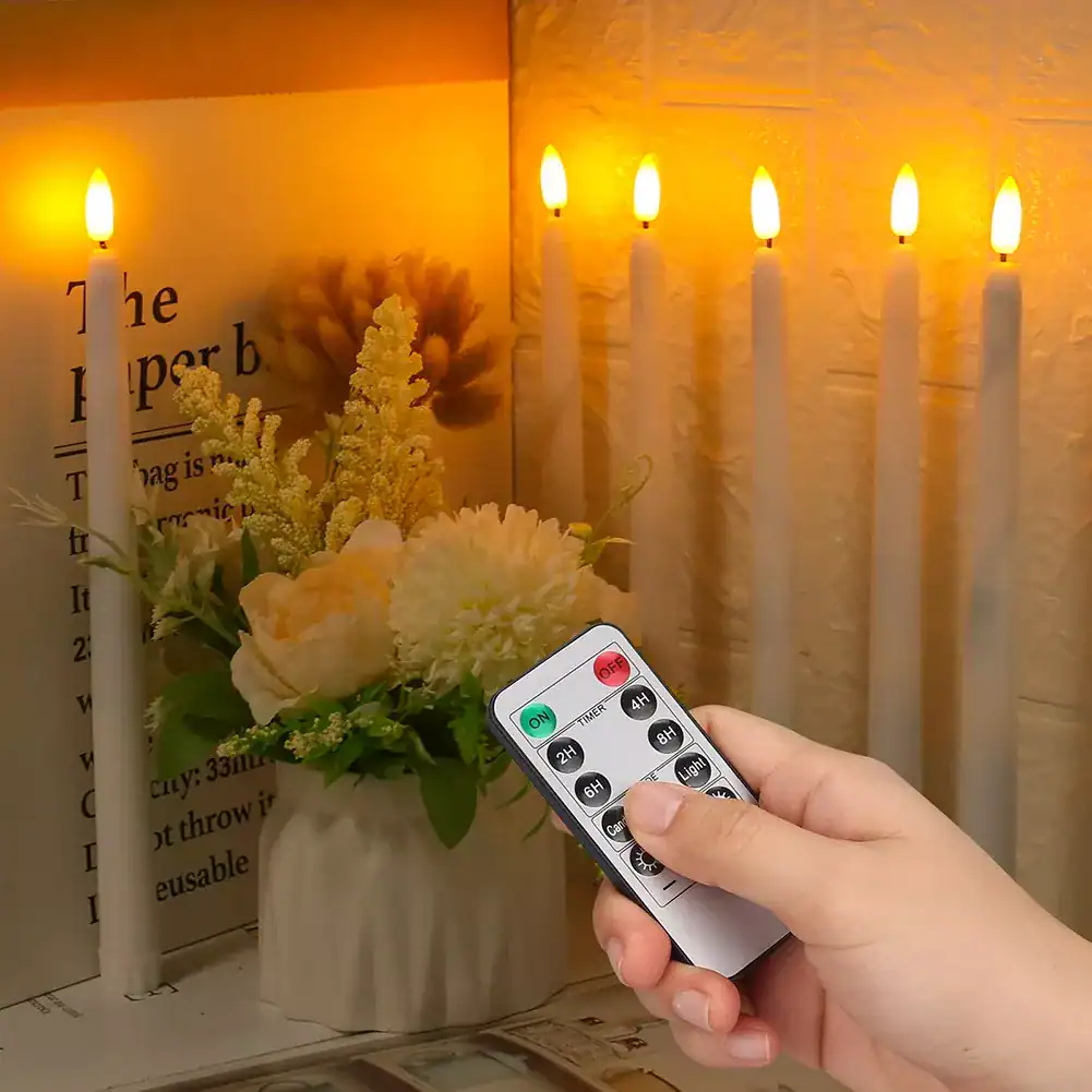Realistic Flickering Flameless Taper Candles with Timer & Remote Control - Image 6