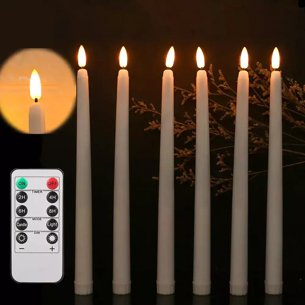 Realistic Flickering Flameless Taper Candles with Timer & Remote Control - Image 3