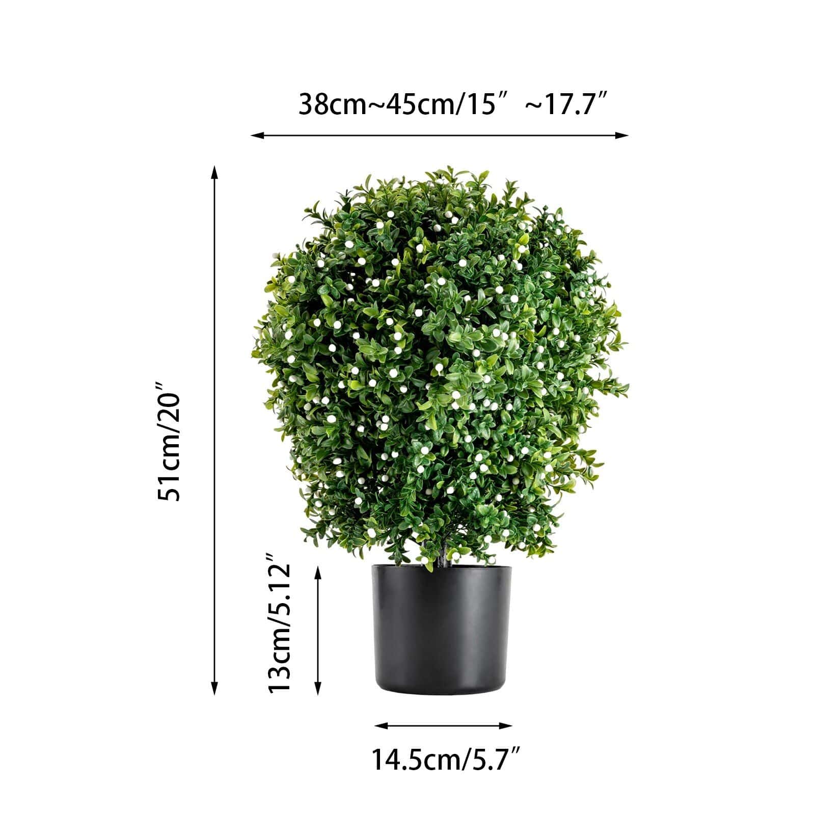 Set of 2 UV Resistant Artificial Boxwood Topiary Ball Trees - Image 3