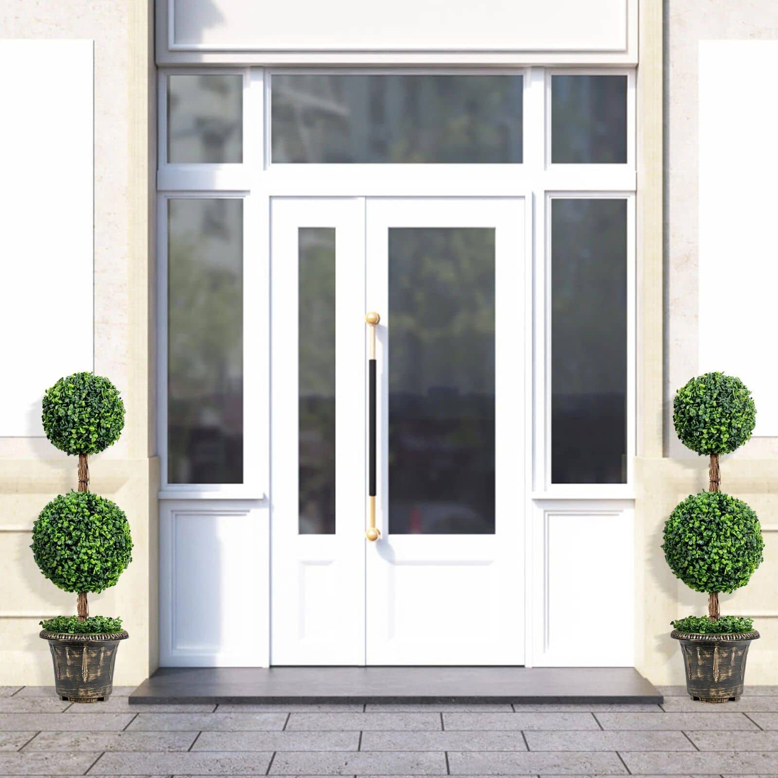 Elegant 36" Double Ball Topiary Artificial Tree for Indoor & Outdoor Decor - Image 3