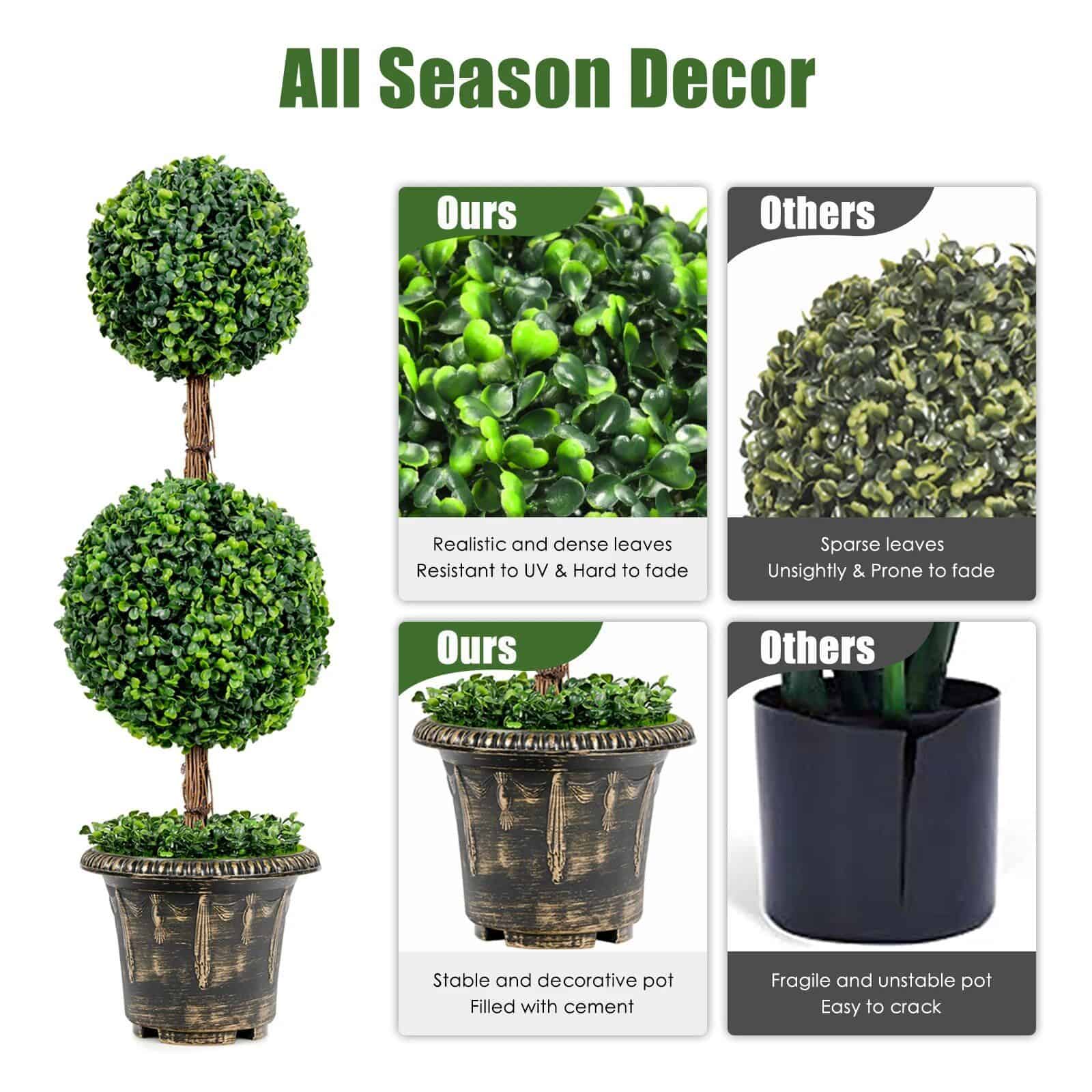 Elegant 36" Double Ball Topiary Artificial Tree for Indoor & Outdoor Decor - Image 4