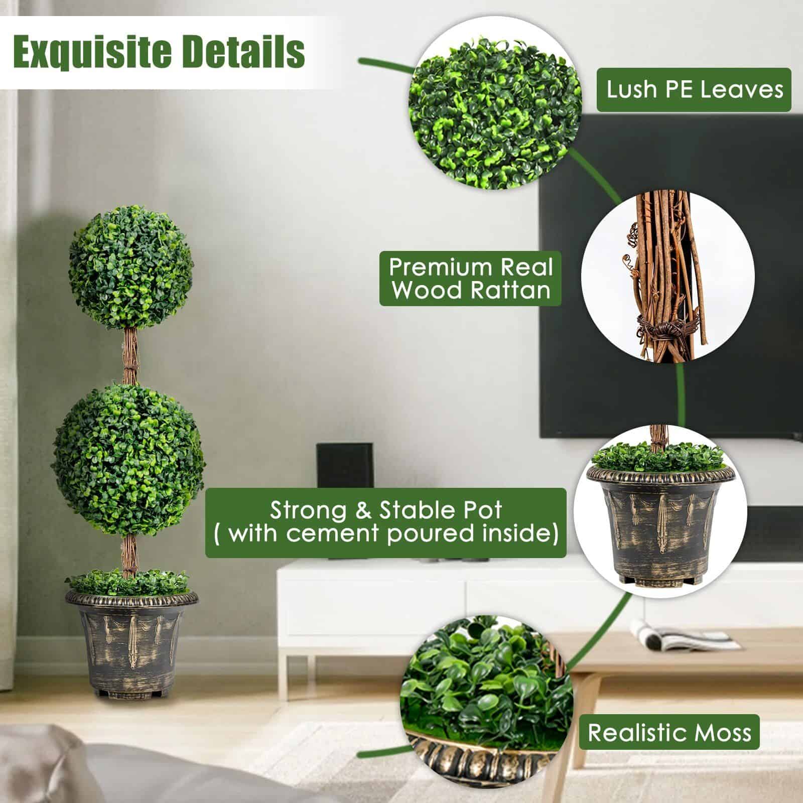 Elegant 36" Double Ball Topiary Artificial Tree for Indoor & Outdoor Decor - Image 5