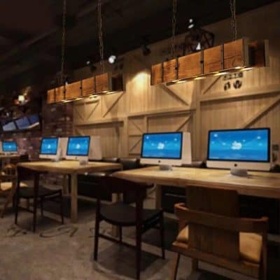 Alternative view of Vintage 4-Head Wooden Pendant Light