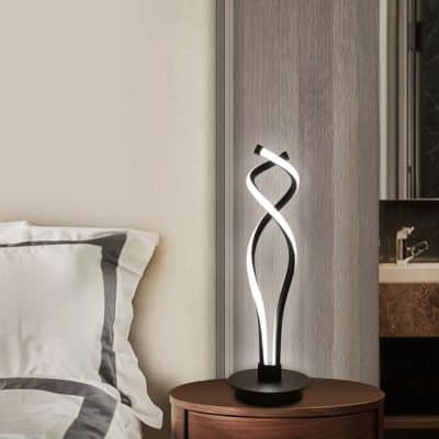 Modern Black LED Spiral Table Lamp