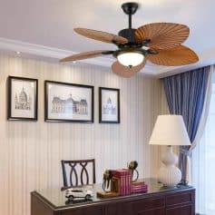 Alternative view of 52" Tropical Palm Leaf Blade Ceiling Fan with Dimmable LED Chandelier and Remote Control