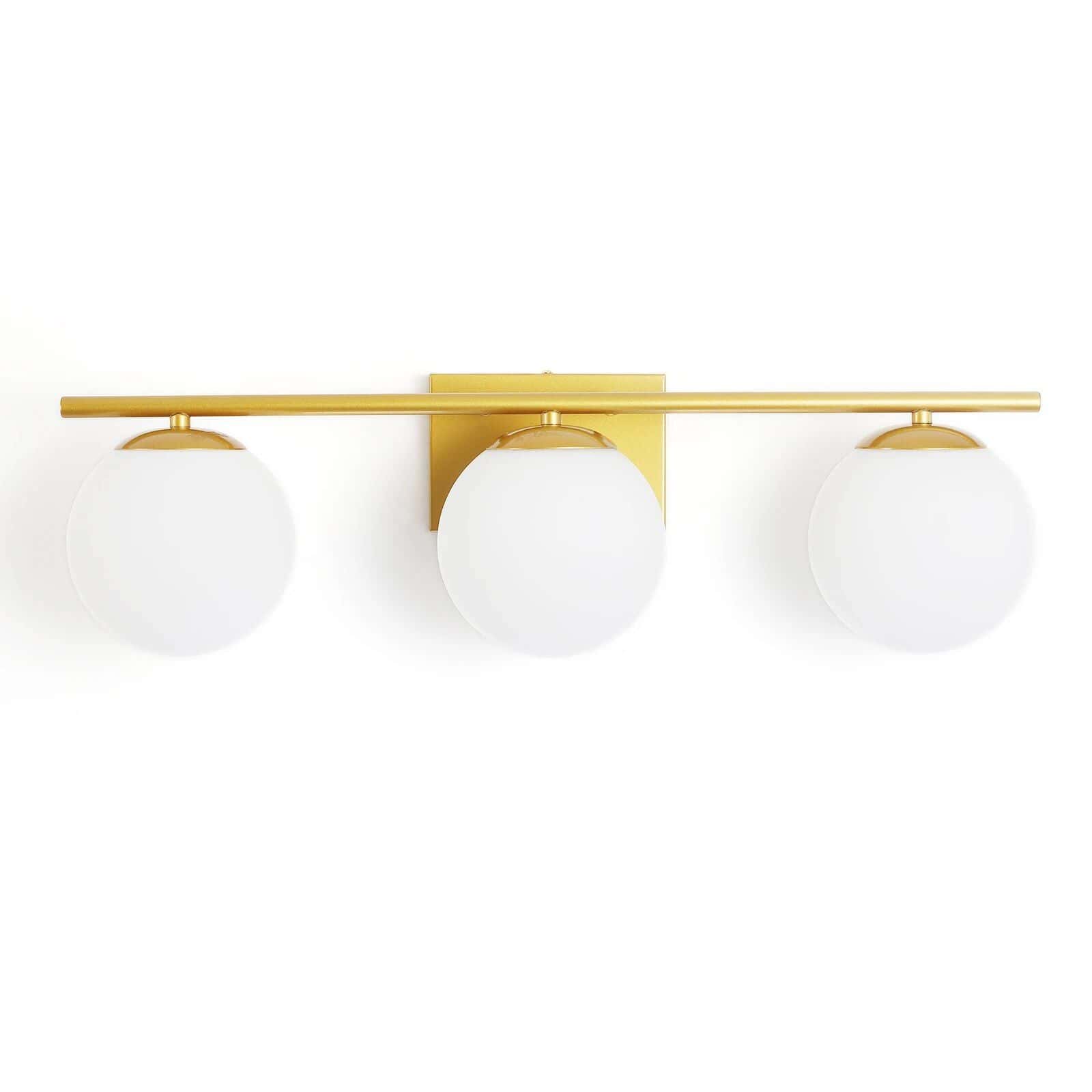 Modern Gold 3-Light Fixture with Milk White Glass Globes - Image 3