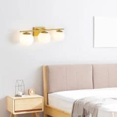 Alternative view of Modern Gold 3-Light Fixture with Milk White Glass Globes