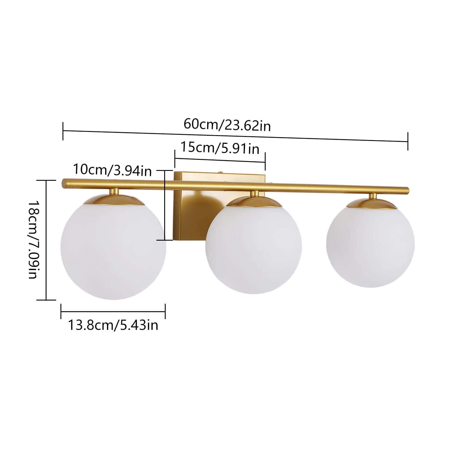 Modern Gold 3-Light Fixture with Milk White Glass Globes - Image 4