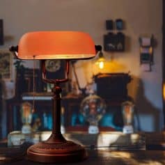 Alternative view of Retro Vintage Matted Orange Glass Table Lamp